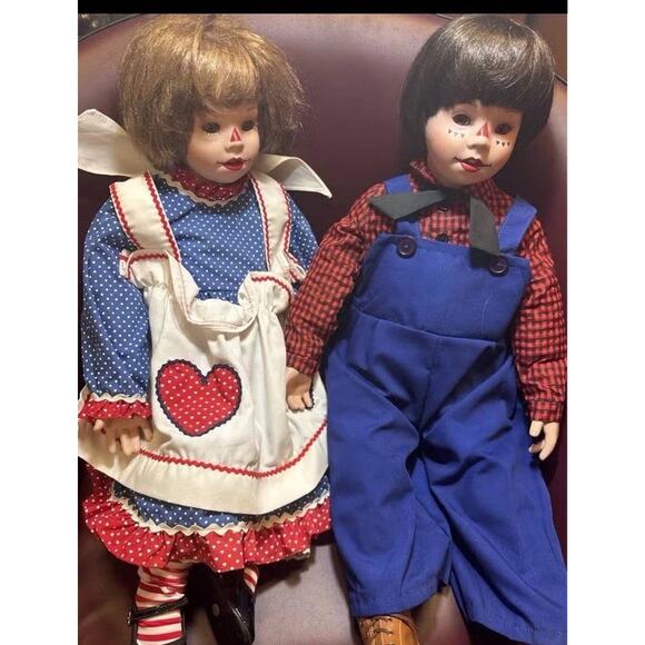 Large Vintage Raggedy Ann and Andy Porcelain Face And Hands - Picture 12 of 16